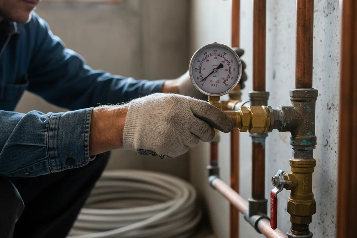Pressure testing a repaired line during Water Line Repair in Ashland
